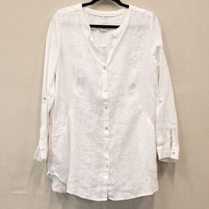 Sigrid Olsen white linen button down tunic-M